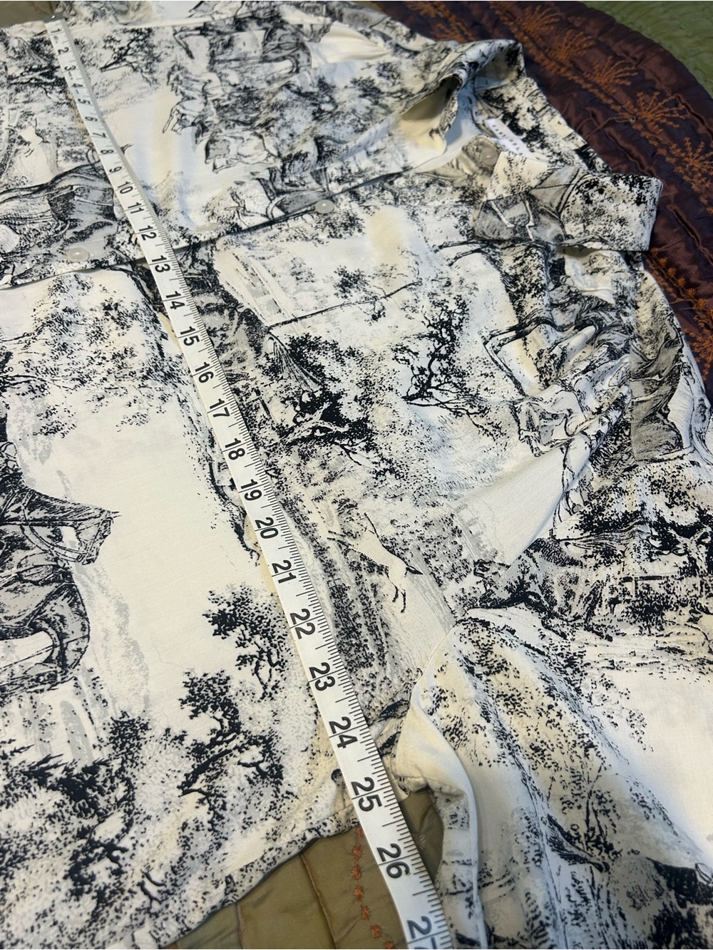 Jane + Delancey Horse Equestrian Toile Button Down Blouse XL - Picture 7 of 13
